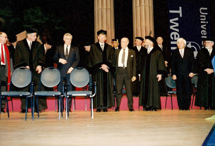 The honorary doctors in a row during the ceremony