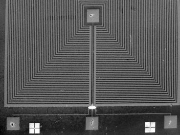 SEM image of a slotted flux concentrator with sensor