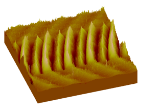 Deformation of a piezoelectric thin film, imaged by Scanning Tunneling Microscopy.
