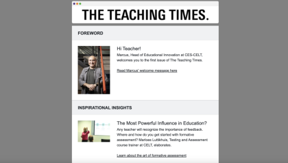 a screenshot snippet of the teaching times newsletter