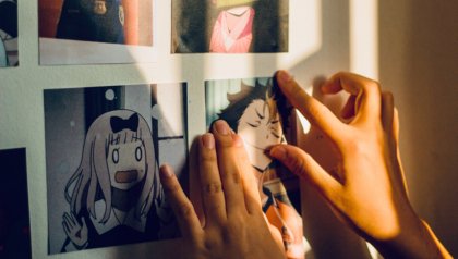 Anime characters on a wall