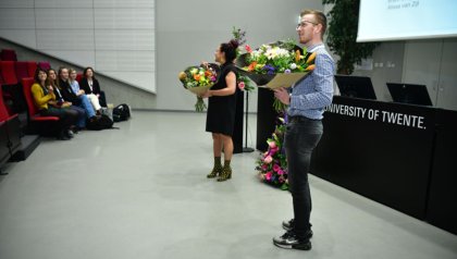 Maarten with a bunch of flowers