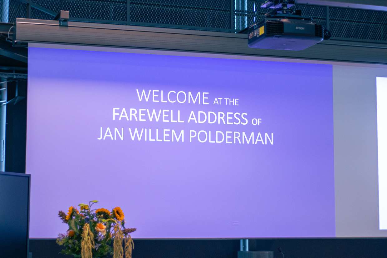 welcom screen on Poldermans farewell lecture