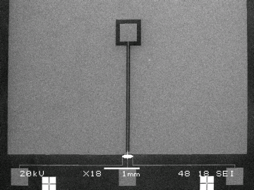 SEM image overview of a solid washer flux concentrator together with the Bi Hall sensor