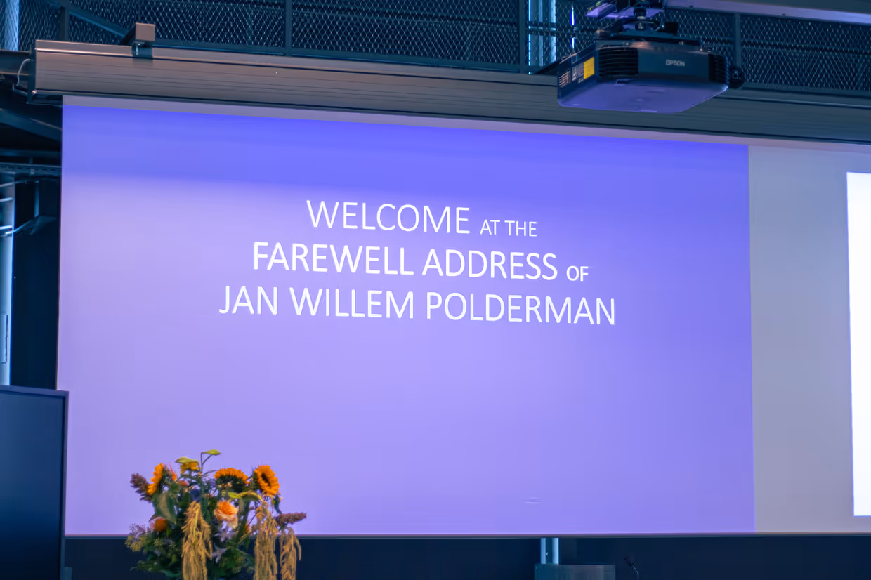 welcom screen on Poldermans farewell lecture