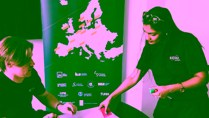 Two students at an ECIU event