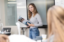 Student of the University of Twente tutoring a class as a side job