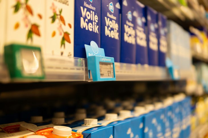 zoomed-in shot of a supermarket shelf