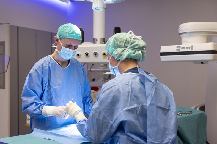 Two surgeons preparing surgery in the TechMed centre on the University of Twente campus.