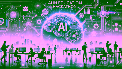 DALL·E 2025-02-18 09.53.48 - A futuristic and professional header image for an AI in Education Hackathon event. The design features a modern, clean aesthetic