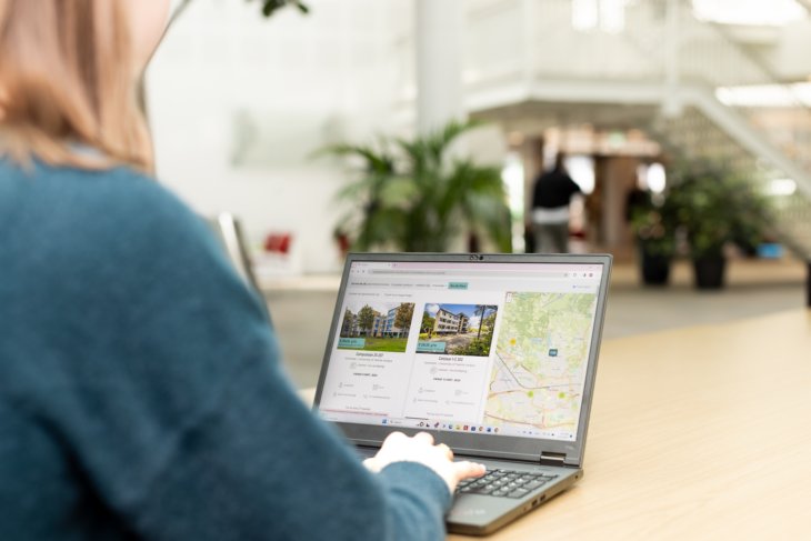 A student is searching on Roomspot, a housing platform in the Netherlands.